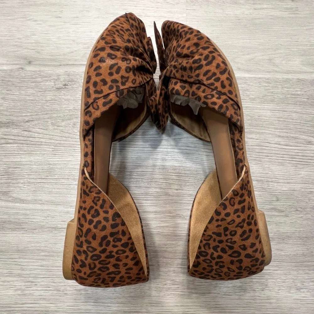 Torrid Womens Bow Pointed Toe DOrsay Flats Shoes Size 8WW‎ Brown Leopard Print